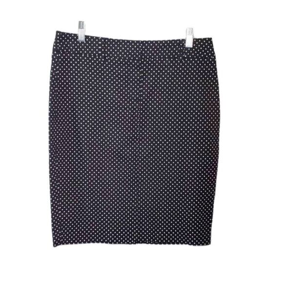 Sharagano Black Polka Dot Pencil Skirt Sz 6 - Picture 1 of 7